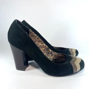 Missoni For Target Black Heels Sz 8 Suede Chunky 4" Heel Round Toe‎ Pumps